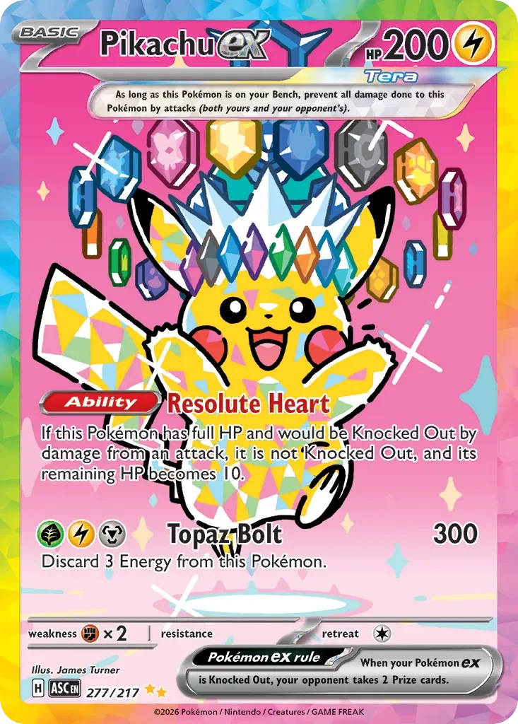 Pikachu ex 277/217 Holo - Ascended Heroes | PulseTCG