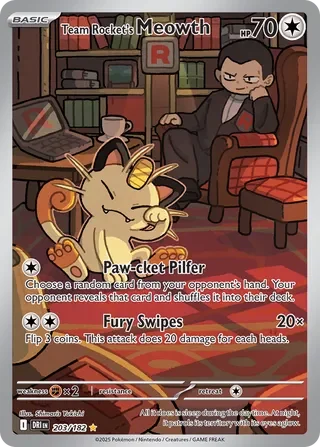 Team Rocket's Meowth 203/182 Holo PSA 10 - Destined Rivals | PulseTCG